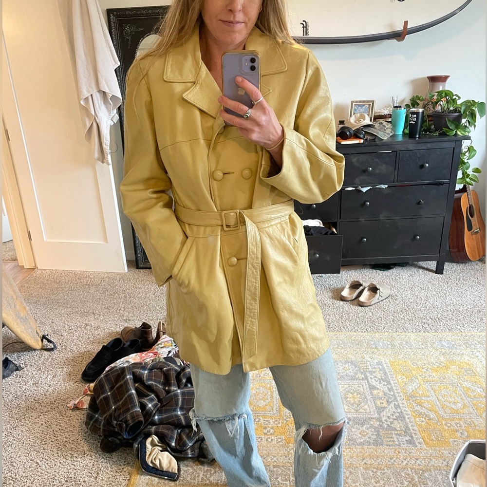 Vintage, real leather trench coat